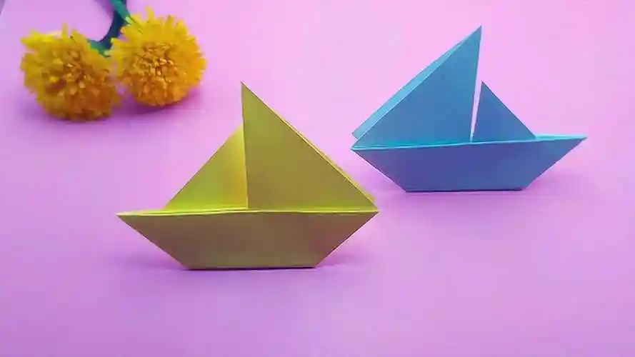 简单的帆船摆件折纸,只要一张纸,适合幼儿园小朋友的手工教程