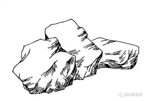 小学生在石头上画画的简笔画