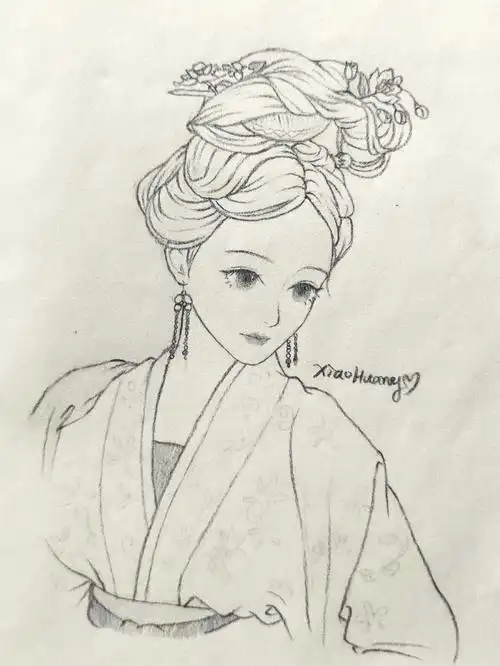 少女线稿  #线稿  #手绘  #古风线稿人像  #古风手绘 #薯队长