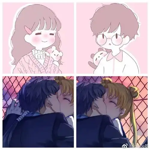 情侣头像无水印可爱搞怪动漫情头无水印ins原tu见坪