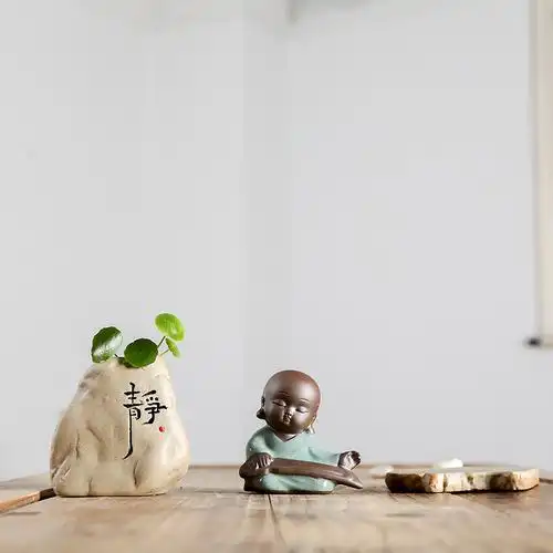 摆件小和尚禅意小沙弥茶精品可养迷你小花器水茶宠摆件