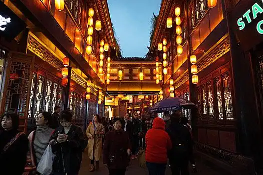 成都锦里古街夜色