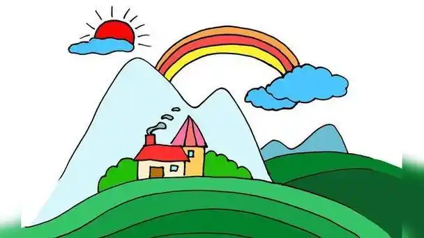 羊绵绵儿童简笔画原创教程春天的风景 昨天为大家推送了一篇山顶风车