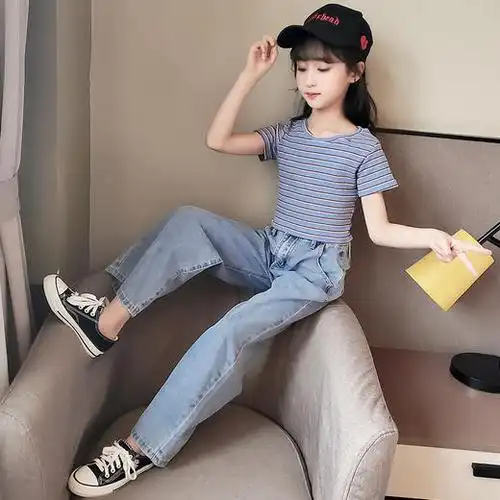 女童夏装套装洋气网红女大童阔腿裤时尚12岁2020新款夏季姐妹装潮