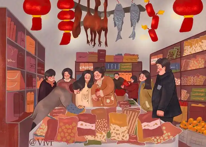 新年办年货啦|插画|商业插画|vivi今天画画了 - 原创作品 - 站酷