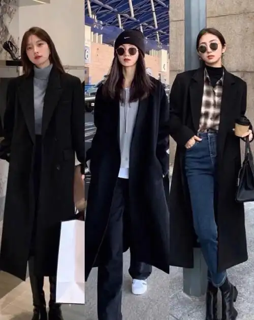 秋冬黑色大衣的一衣多穿24套搭配示范高级感满满还很显气质