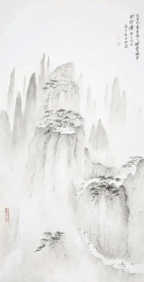 一组淡雅的山水画