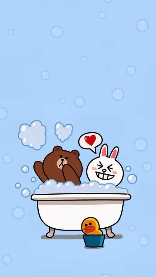 手绘 小熊与兔兔 卡通壁纸 插画治愈系 可爱