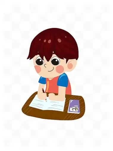 小男孩写作业卡通矢量素材