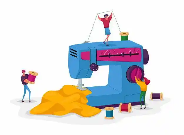 卡通工人正在使用缝纫机制造衣服8133670矢量图片免抠素材