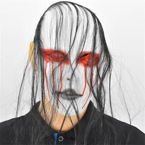 万圣节流泪女鬼面具贞子乳胶头套恐密室逃脱鬼屋剧本吓人恐怖道具