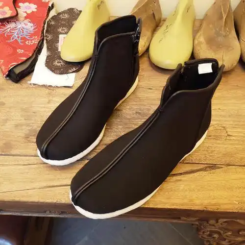 内联升棉鞋 女鞋 纯手工保暖坤千层底拉锁礼安棉布鞋8679a