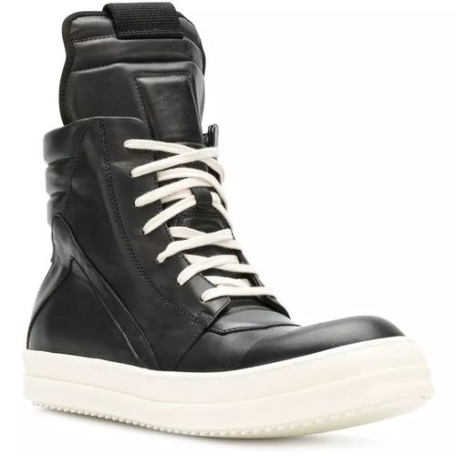 rick ro倒三角高帮鞋黑色白底主线皮面新款潮鞋暗黑先锋 男女同款