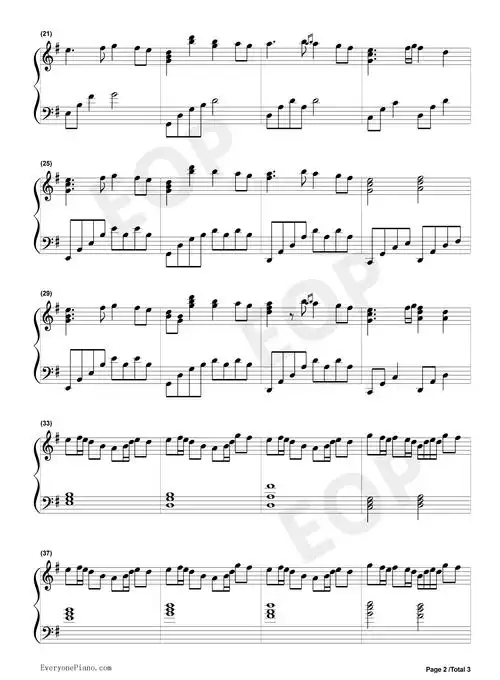 妖精的尾巴fairy tail主题曲ost-piano ver五线谱预览2