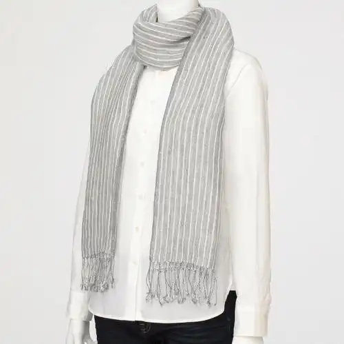 亲肤质感!无印良品muji法国亚麻图案披肩 限时特价74元