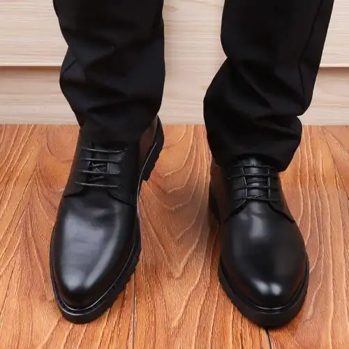 婚鞋商务正装皮鞋男皮鞋英伦尖头内增高皮鞋男士男舒适透气经典款