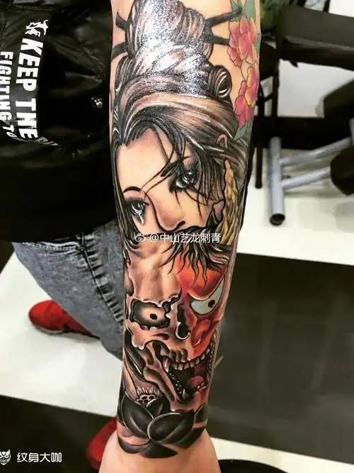 小臂艺妓般若_纹身图案手稿图片_雕彬的纹身作品集