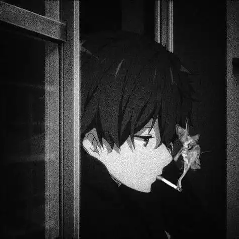 男生叼烟头像卡通