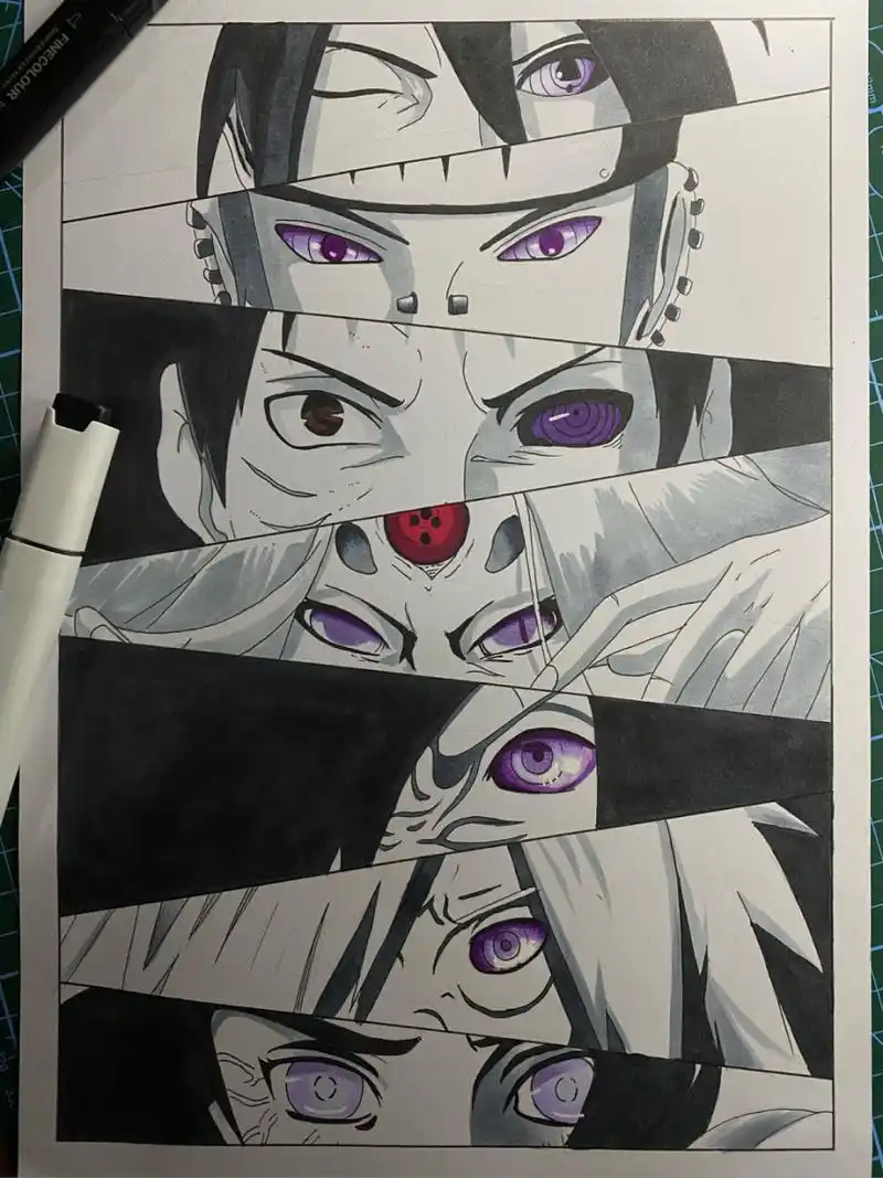 火影忍者# #手绘教程# #写轮眼# 忘记尺寸和颜色