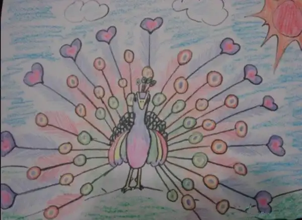 最新款孔雀开屏画12岁儿童画