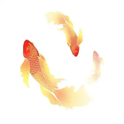 彩色手绘卡通国潮锦鲤鲤鱼高考锦鲤好运高考日元素png素材