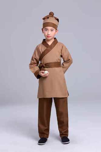 呢好酷古代店小二服装儿童古装汉服古代书生轿夫表演服农民百姓合唱服