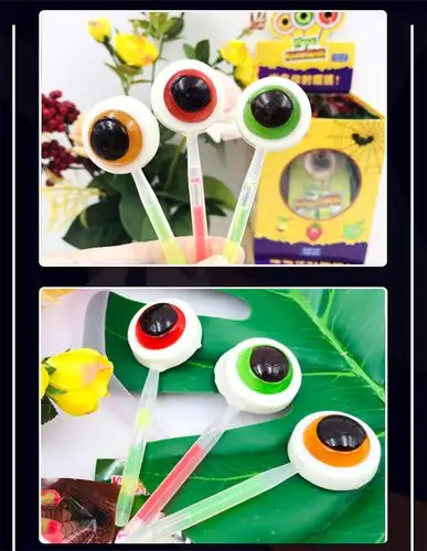 30支眼球糖果发光棒棒糖节日荧光眼珠子零食酒吧传统糖果