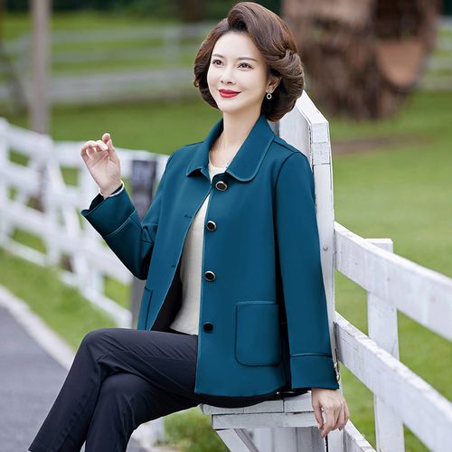 2022新款妈妈春装外套短款50岁中年妇女上衣中老年女装