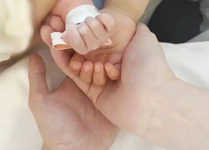 奚梦瑶晒出了一家四口的握手照,画面看起来超级温馨,奚梦瑶和何猷君