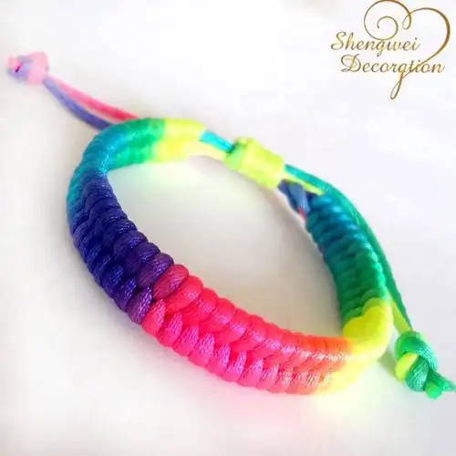 彩色染色绳编织手链,尼龙手链