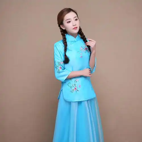 古装女民国小凤仙 小姐装古筝舞台演出服中式婚礼baby同款伴娘服