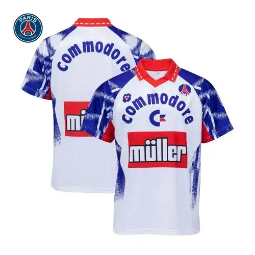 巴黎圣日耳曼199293主场球衣大巴黎短袖足球服t恤男士上衣