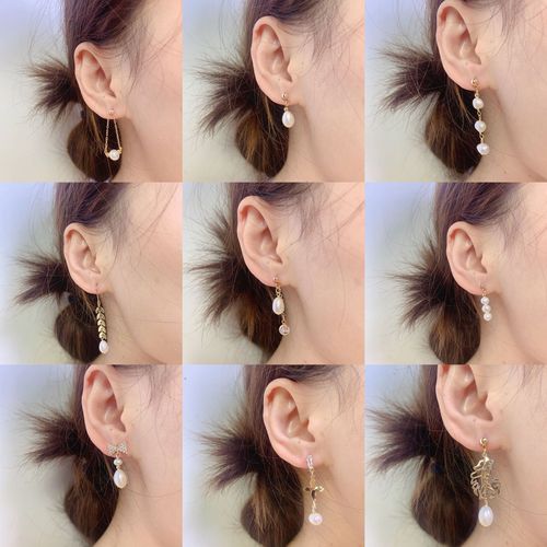 复古纯天然淡水简约珍珠异形耳钉 巴洛克珍珠耳环女 珍珠耳饰批发