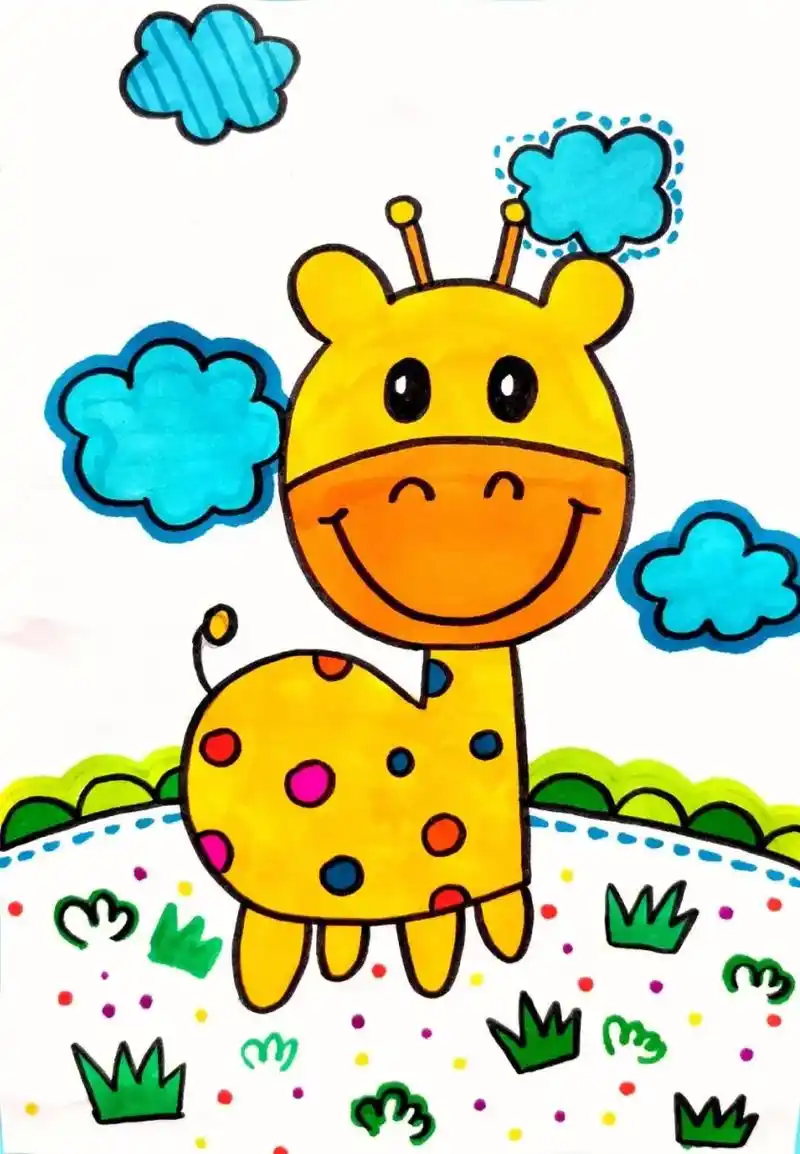 儿童画《小鹿》#一起学画画 #想画就画吧 #手绘  - 抖音