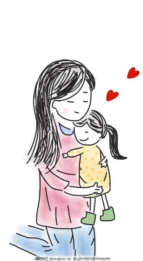 妈妈爱孩子的儿童简笔画