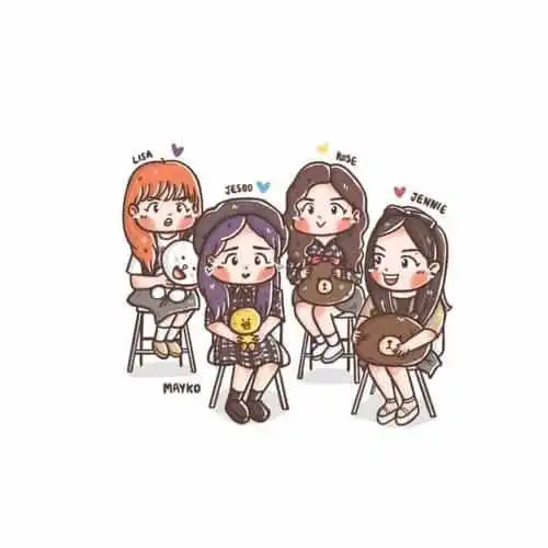 blackpink四人卡通图片