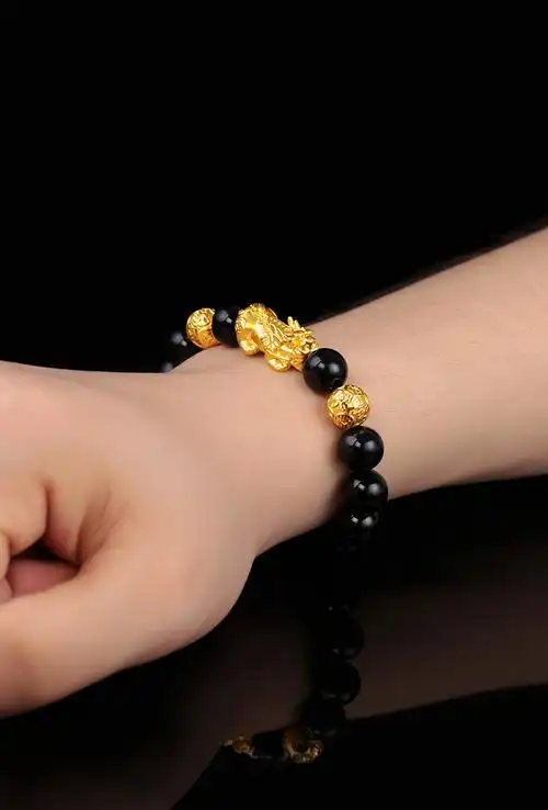 老凤凰 黄金貔貅手链男女款3d硬金转运珠皮丘手链手串 999足金貔貅
