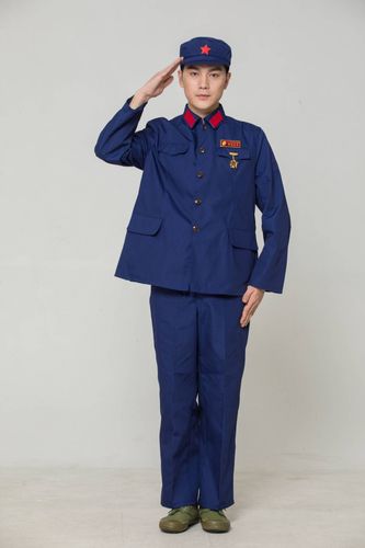 65式军装 老式军绿迷彩服套装 红卫兵五角星演出服 65女款老军装