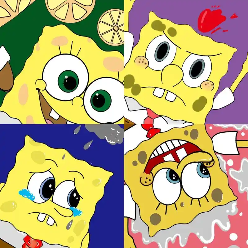 喜怒哀乐惊吓惊喜色彩构成 海绵宝宝版喜怒哀乐,喜欢的点点关注,这是