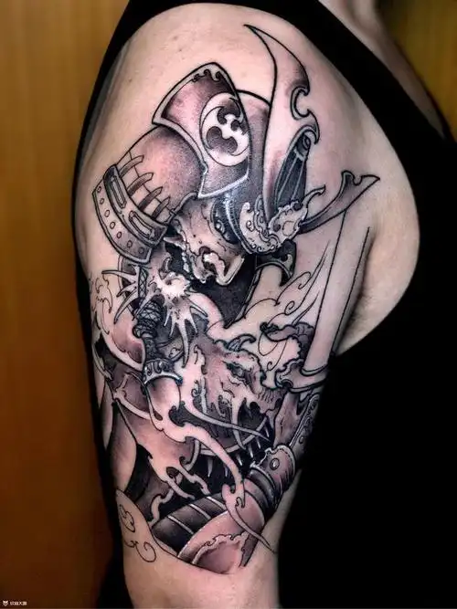 大臂鬼武士_纹身图案手稿图片_小马gavin的纹身作品集
