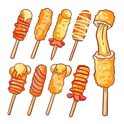 炸串烧烤串串香肉串丸子组合插画素材