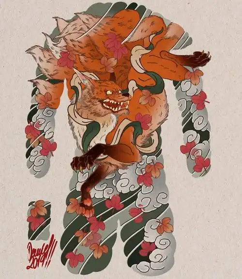 满背老传统风格纹身图案