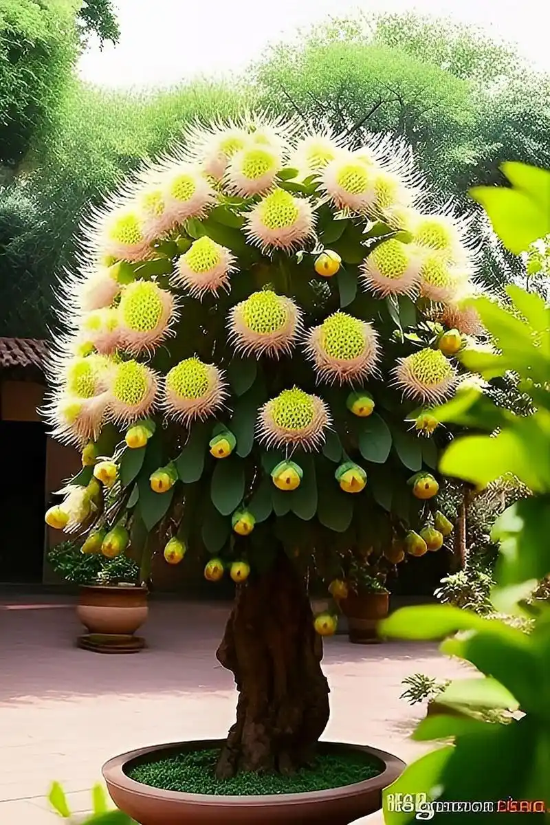 庭院中,几棵漂亮的很大的昙花树,正值开花季节,满树的球形昙花 - 抖音