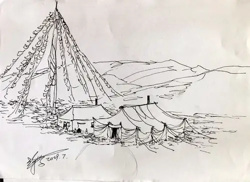 山雪钢笔速写——阿坝草原随笔