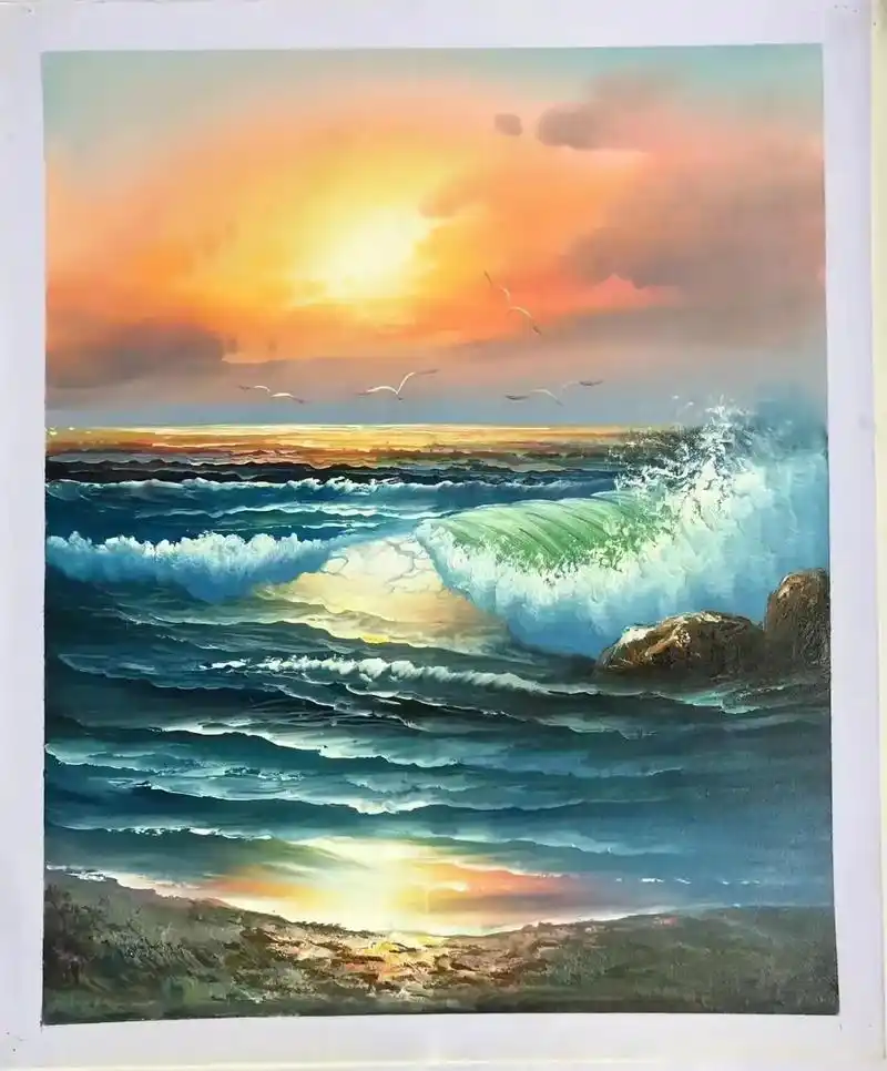 海浪油画#家居挂画 #适合挂在客厅的装饰画推荐 #装饰画 # - 抖音