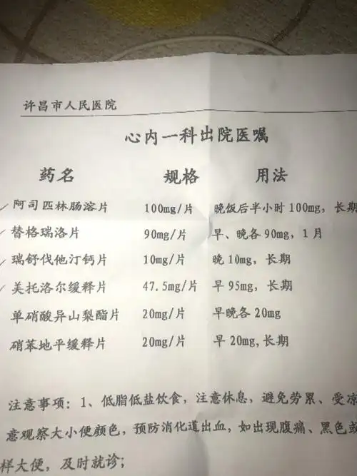 57岁女轻度高血压心绞痛医嘱