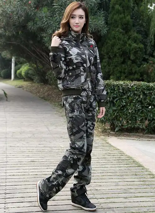 嘟嘟美倍尔 户外秋迷彩服女套装军迷作训服学生军训外套长裤工作服