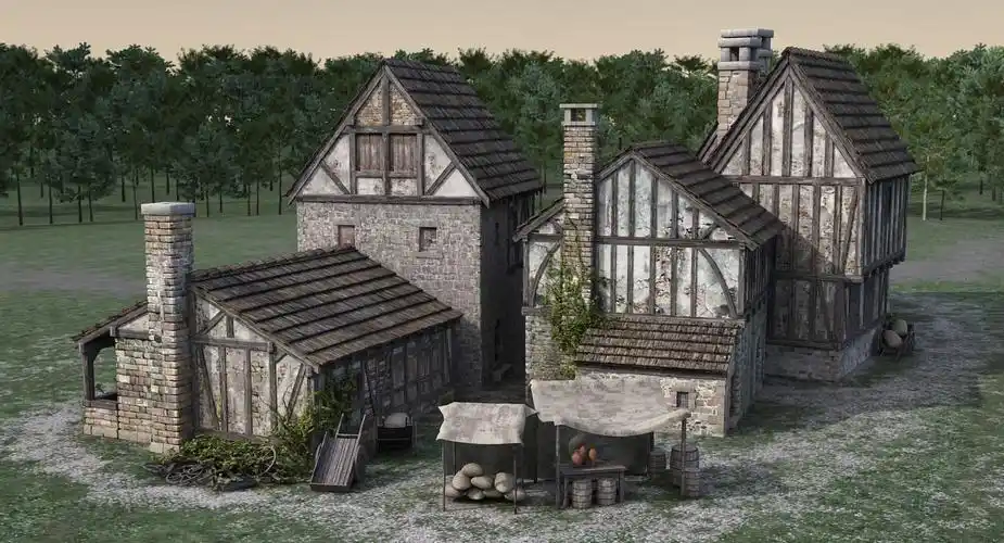 中世纪村庄103d模型