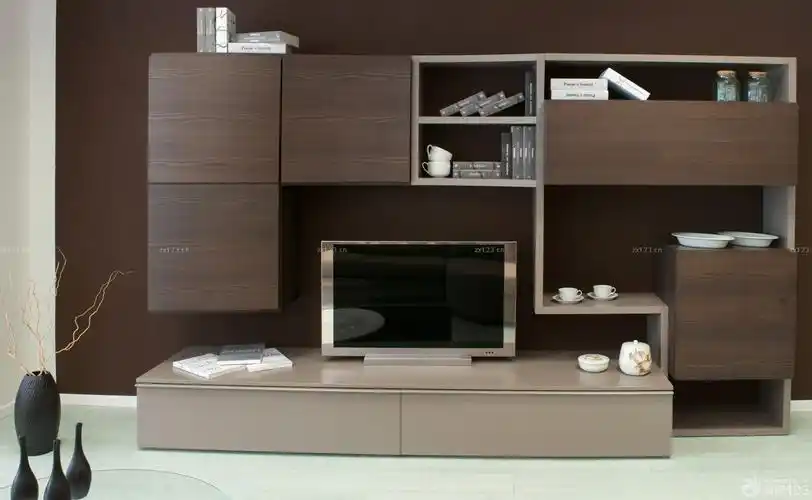 咖啡色墙面装修效果图片2023客厅电视背景墙咖啡色墙面装修效果图片