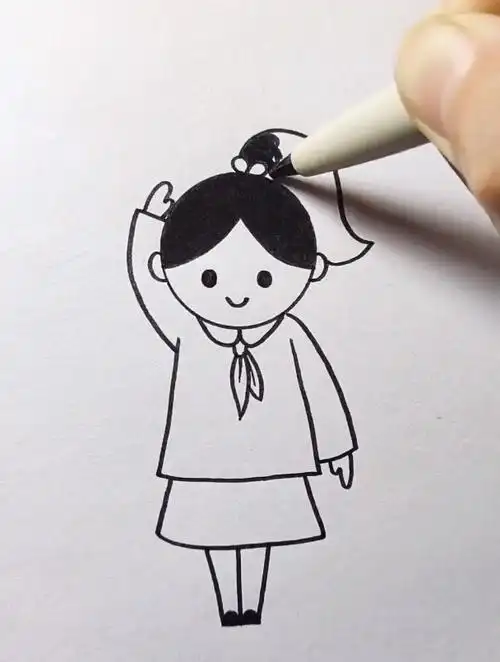 敬礼的小女孩简笔画来啦,喜欢的收藏 简笔画-度小视